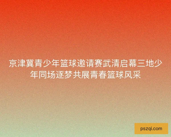 京津冀青少年篮球邀请赛武清启幕三地少年同场逐梦共展青春篮球风采