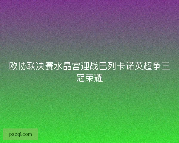 欧协联决赛水晶宫迎战巴列卡诺英超争三冠荣耀 欧协联决赛水晶宫迎战巴列卡诺英超争三冠荣耀